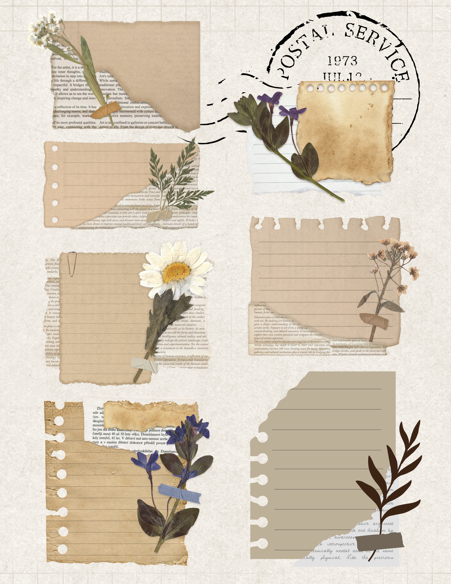 Vintage Kit 2025 - 23 pagina`s bloemen- vlinders