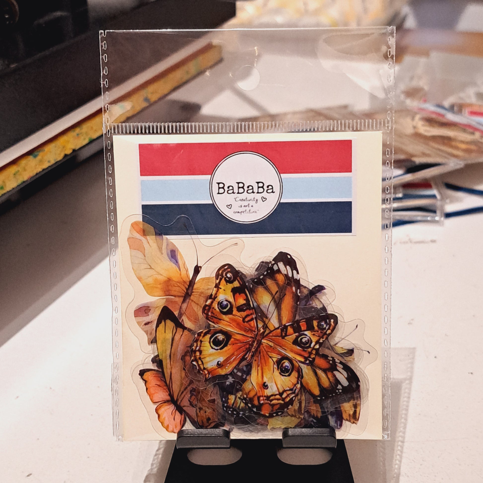 stickers VLINDER GEEL transparant set van 40 stuks - bababa