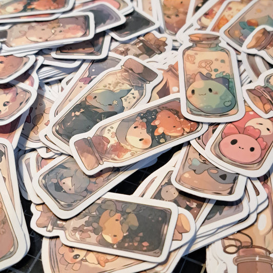 瓶子裡的奇幻動物,隨機選出 10 張貼紙