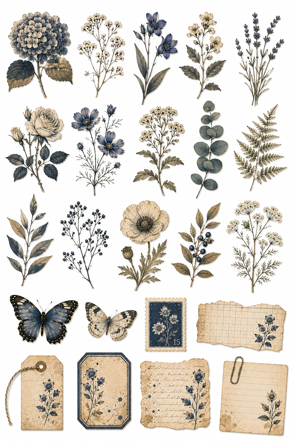 Botanische Ephemera Set – Gratis Printable