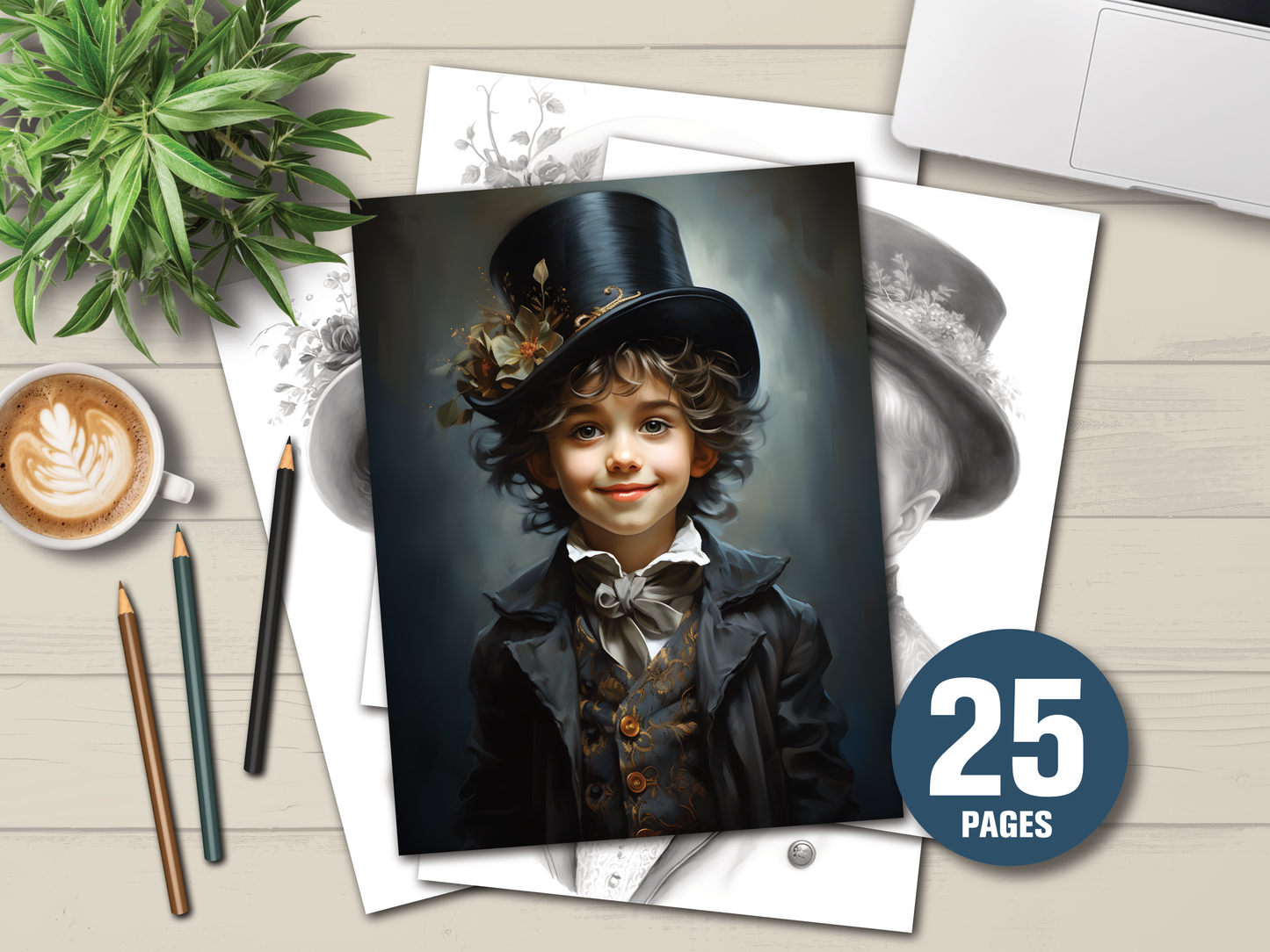 Victoriaanse Jongens – Grayscale (25 Printbare Pagina’s, Instant Download)