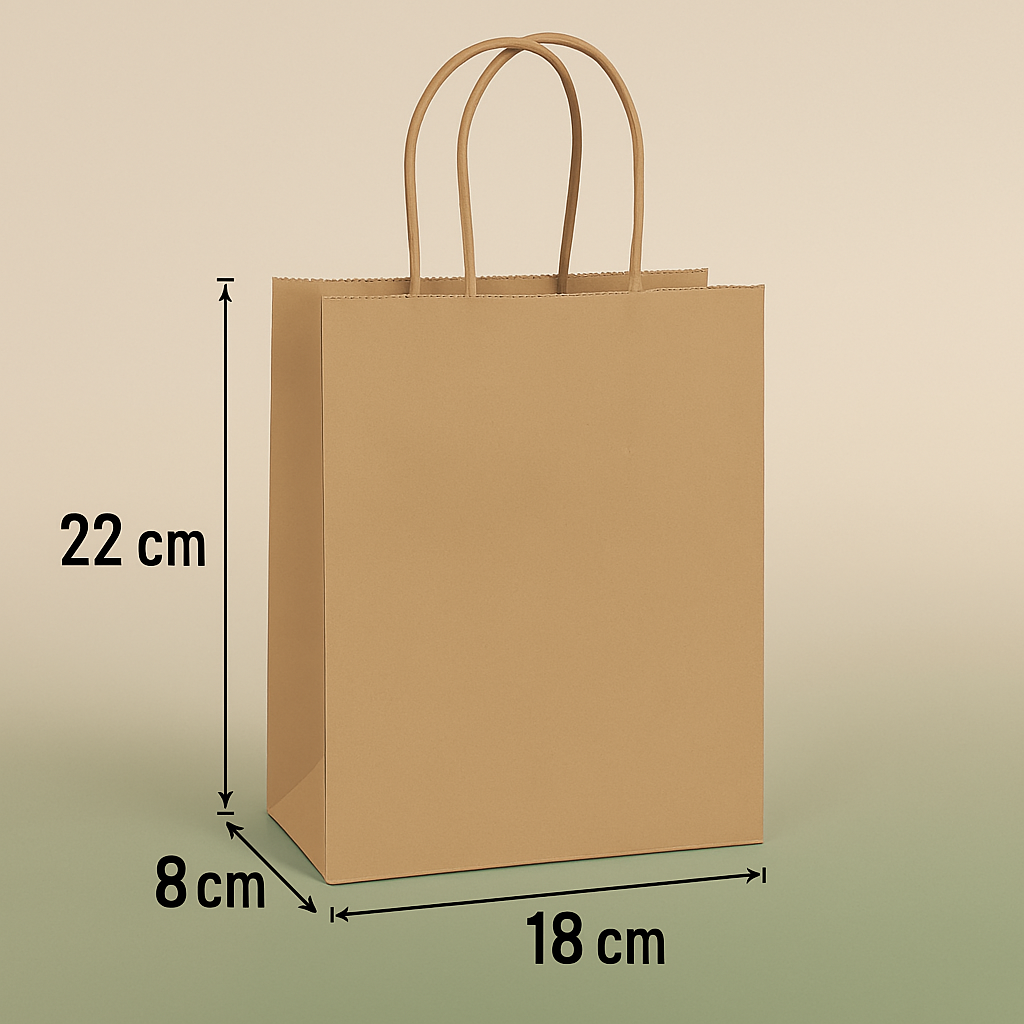 1 tasje kraftkleur 22x18x8cm