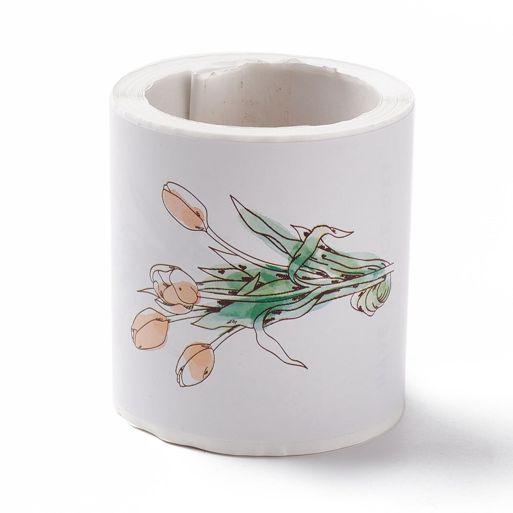 verpakking sticker met tulpen en tekst - bababa