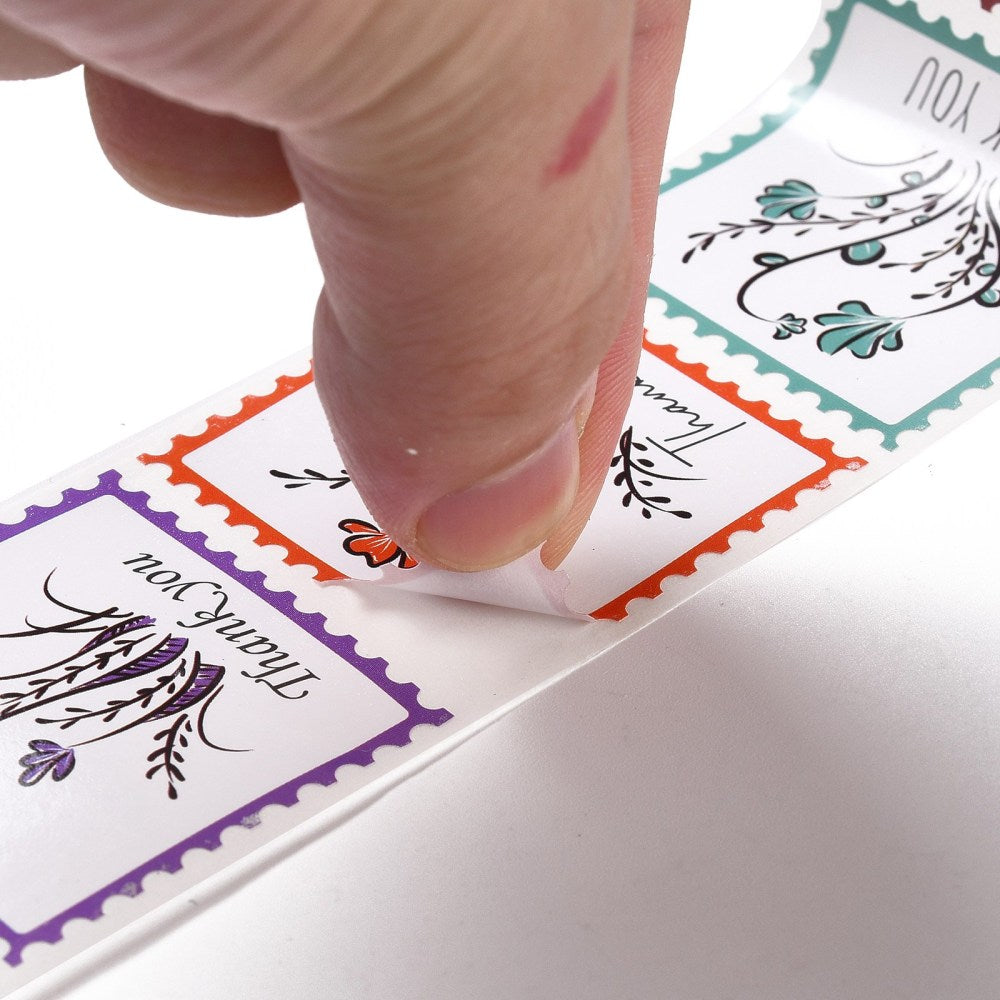 postzegel stickers bloemen met tekst thank you per 10 stuks - bababa