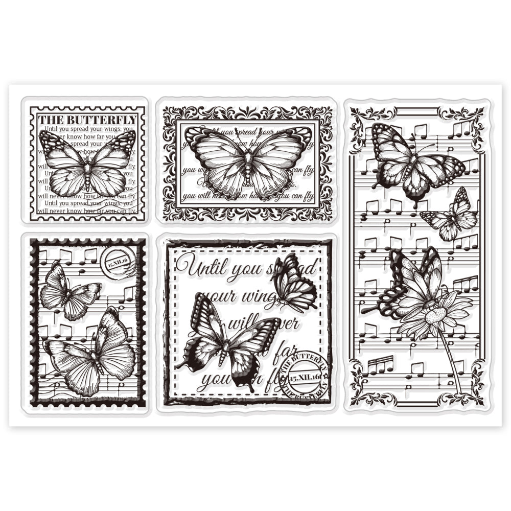 clearstamps clearstempels set met vlinders - bababa