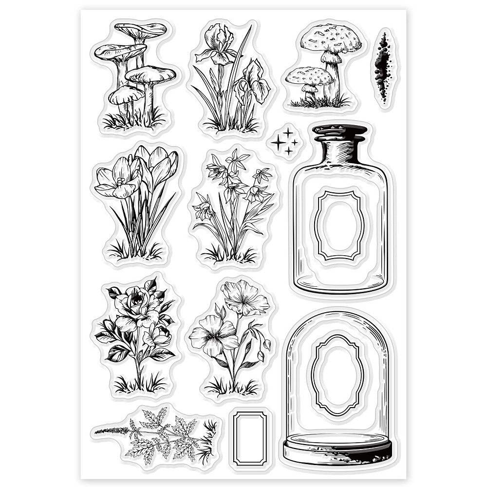 clearstamps clearstempels set BLOEMEN FLES & STOLP - bababa