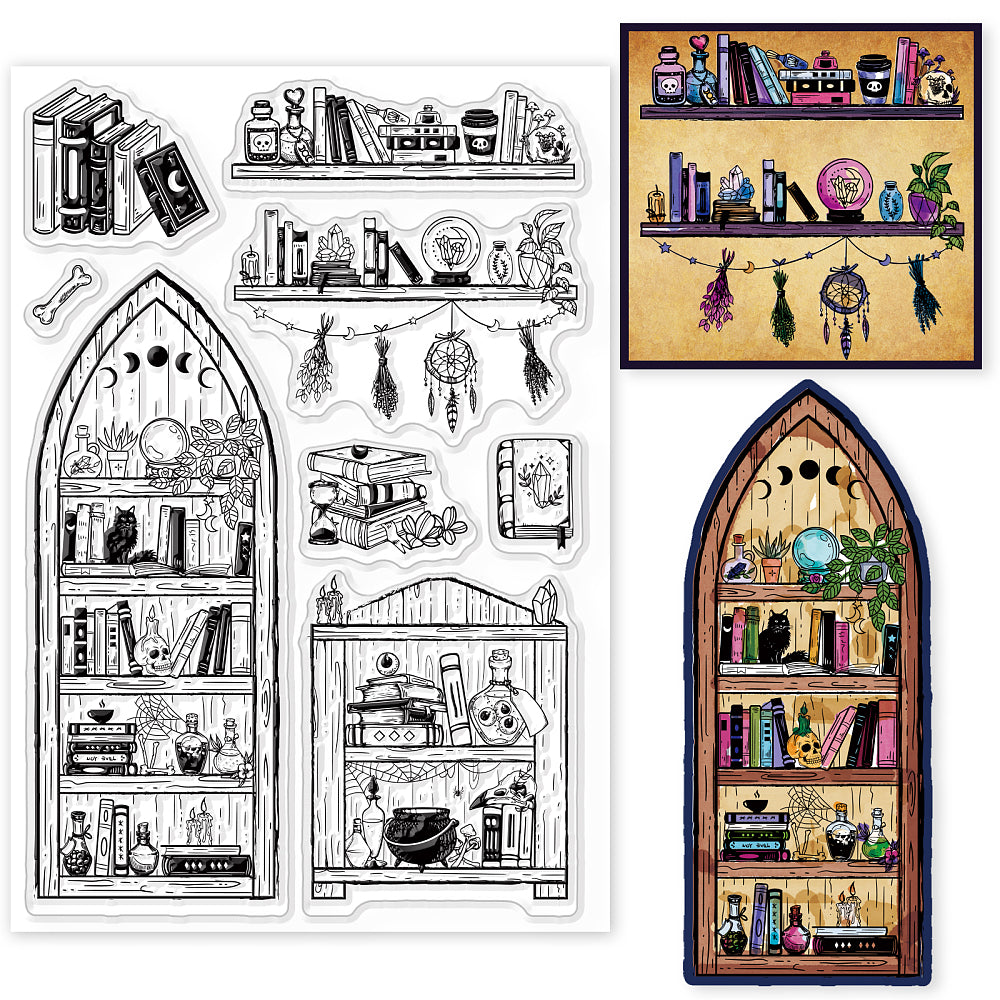 clearstempels clearstamps MAGISCHE BOEKENKAST - bababa
