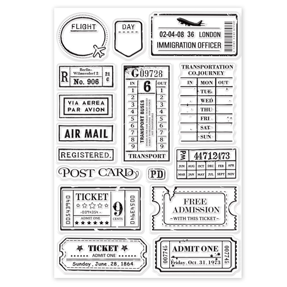 clearstamps clearstempels REIS EN INFORMATIEKAARTJES - bababa
