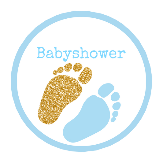 babyshower 10 stickers rond blauw