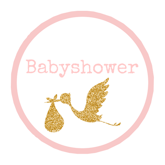 babyshower 10 stickers rond roze