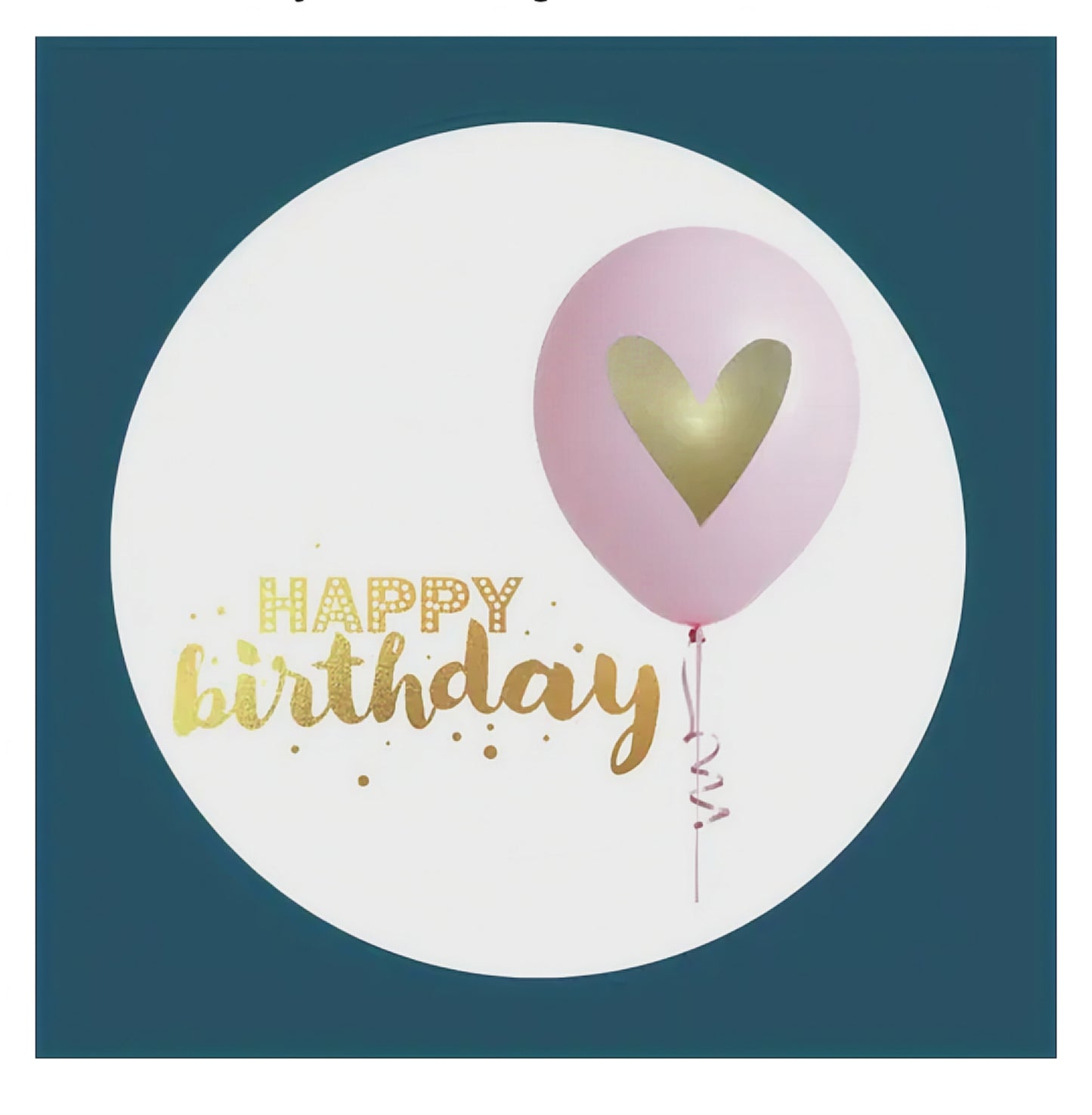 happy birthday roze ballon met gouden hart 10 stickers