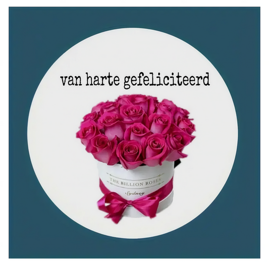 van harte gefeliciteerd roze rozen 10 stickers