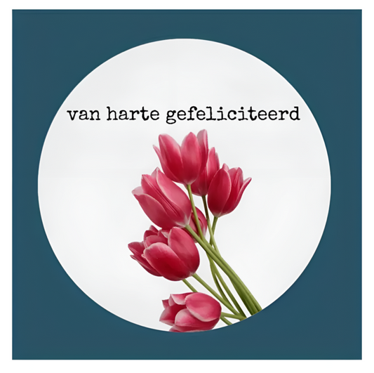 van harte gefeliciteerd tulpen 10 stickers