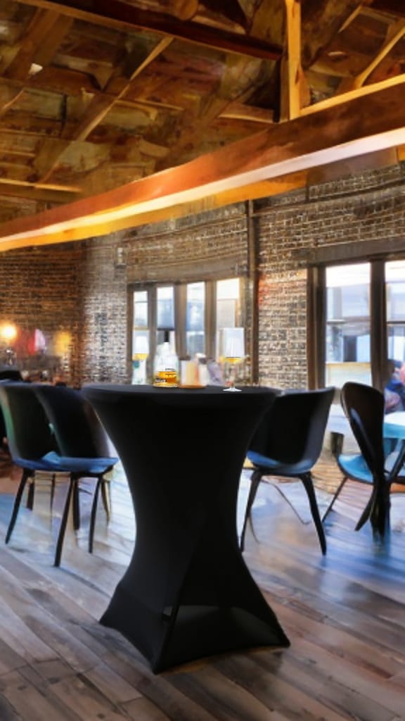 3 stuks zwarte statafelrokken met Topcovers – H110cm X Ø80-85 cm