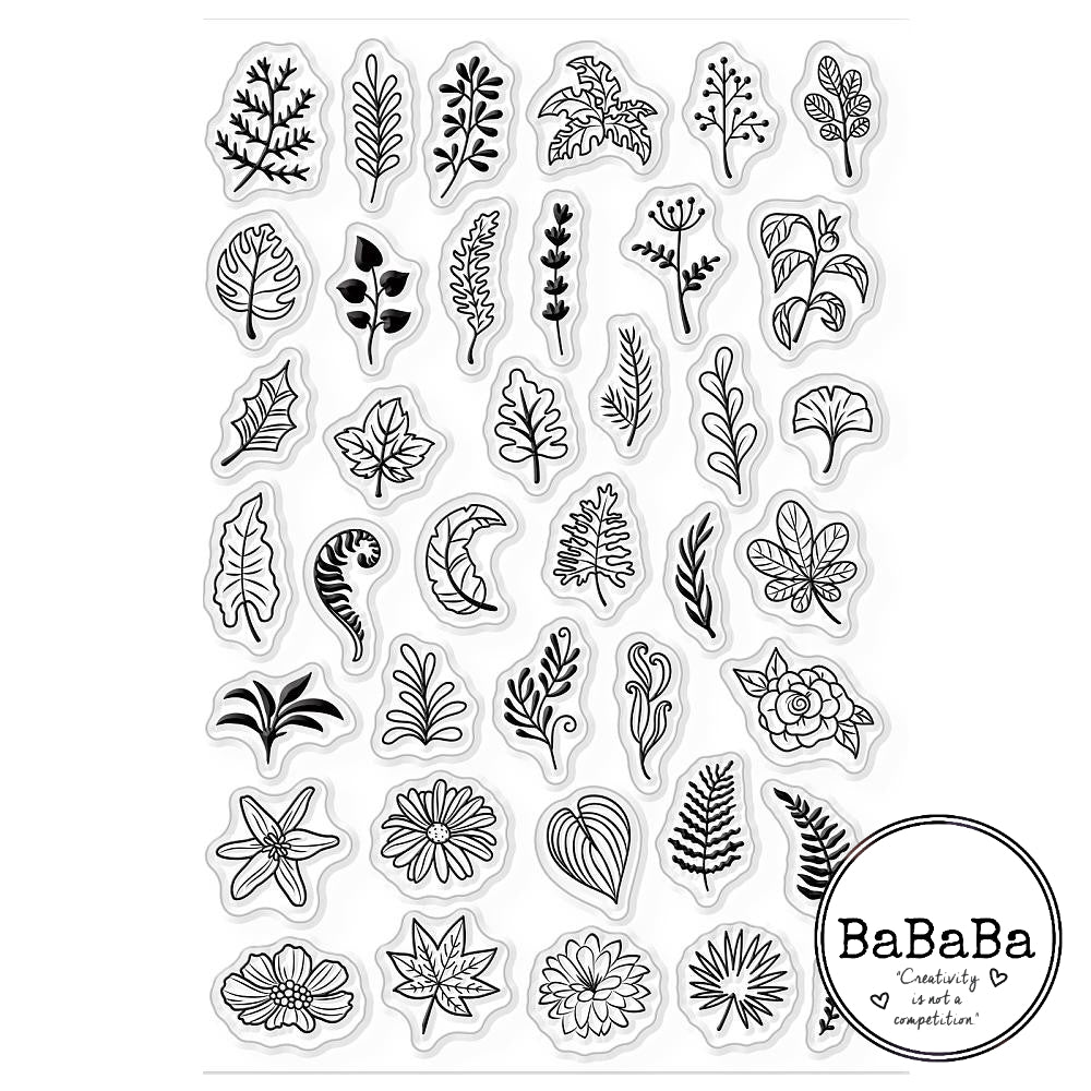 Set met clearstamps Bloemen - Vlinders - Getallen - Diaraam