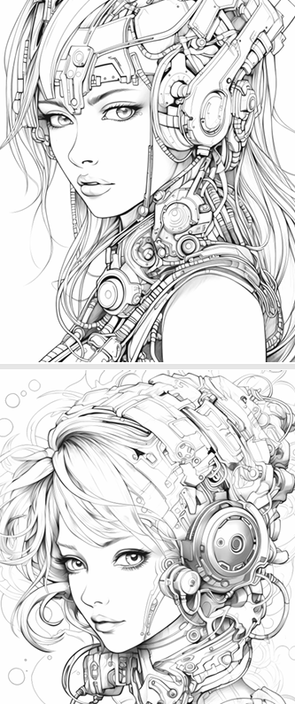Future Divas: Cyborg Girls in Grayscale – 50 Intrigerende Kleurplaten