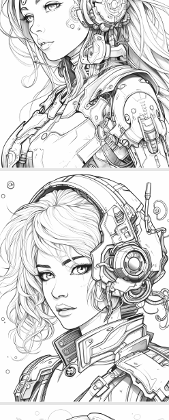 Future Divas: Cyborg Girls in Grayscale – 50 Intrigerende Kleurplaten