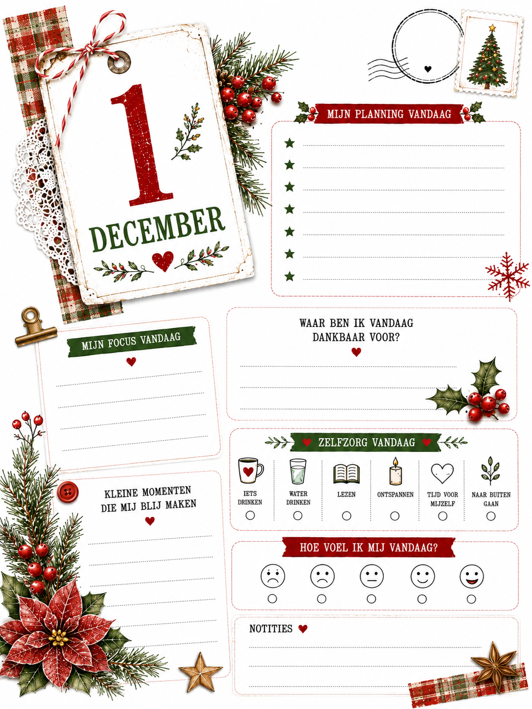 December Planner – 31 Dagen Printable