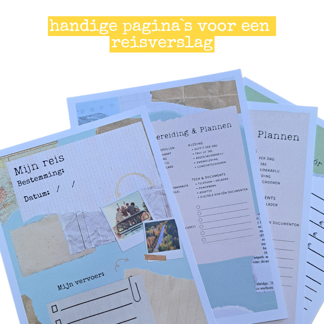 Travel Journal Kit – 48 Pagina’s Vol Avontuur | Printbaar in 8 Formaten | Digitale Download