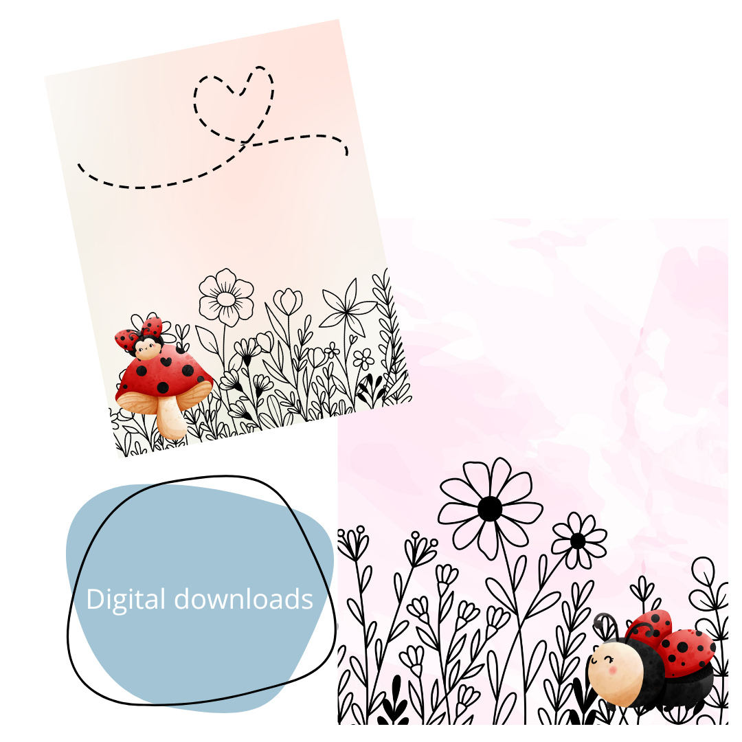 Lady Bug 25 pages for Junk Journal - Plannerpages - Artjournal- digitale download