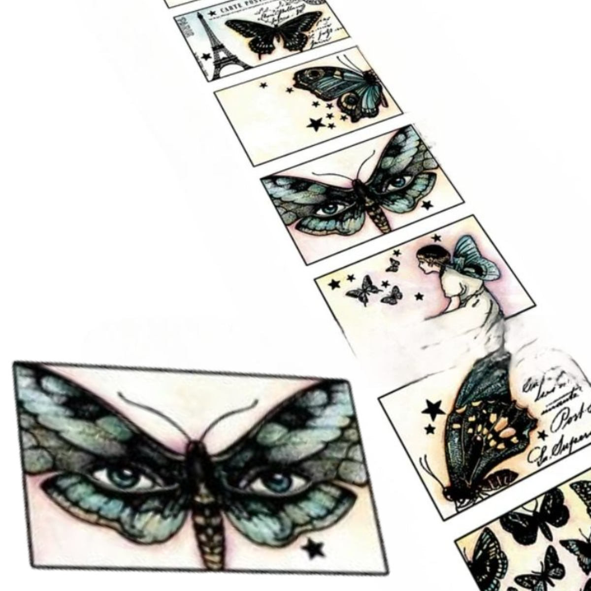stempel 8 EDGE LABEL VLINDERS 5,08 x 28,95 cm - bababa