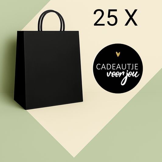 Papieren Tasjes -22x18x8 cm-Incl zwarte Stickers