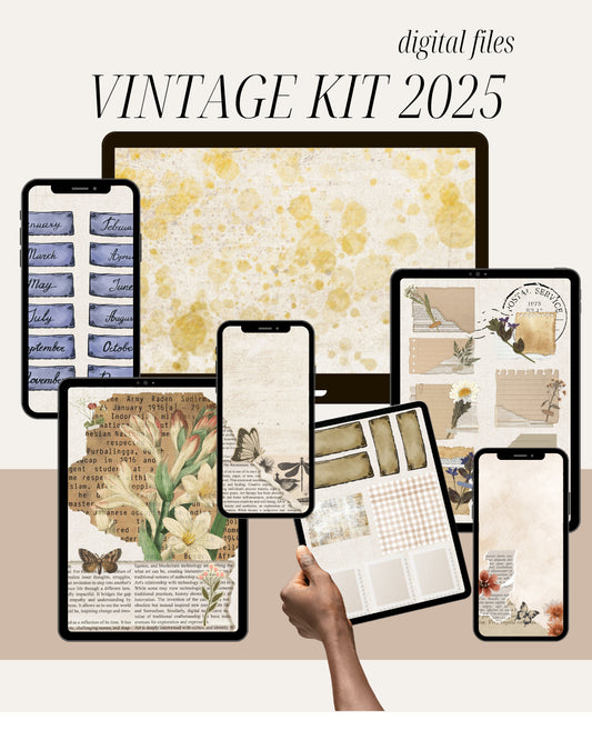Vintage Kit 2025 - 23 pagina`s bloemen- vlinders