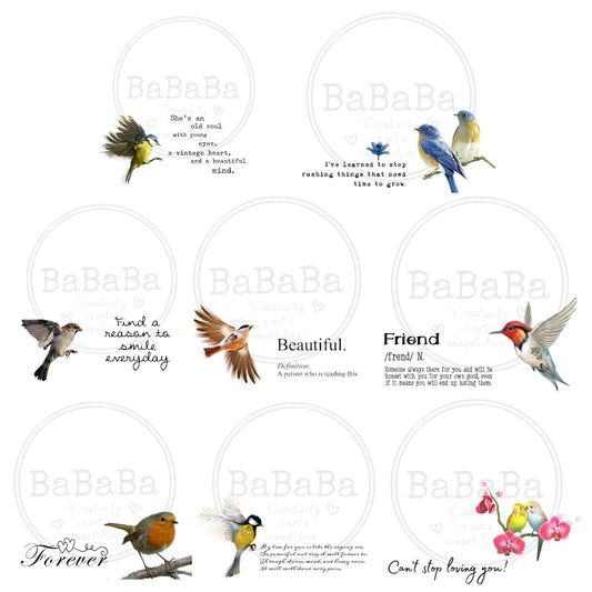 bundel met briefpapier vogels en tekst digitale download