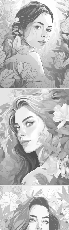 Grayscale Kleurplaten – Vrouwen in Stijlvolle Illustraties - 25 pagina`s