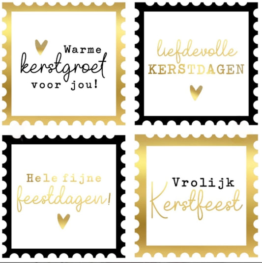 stickers kerstpostzegels 5x5cm vierkant