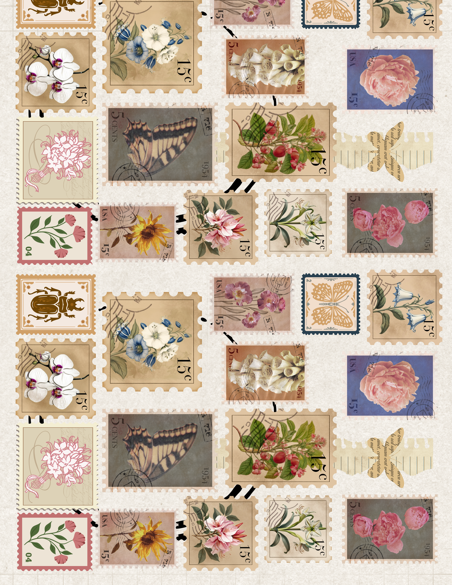 Vintage Kit 2025 - 23 pagina`s bloemen- vlinders