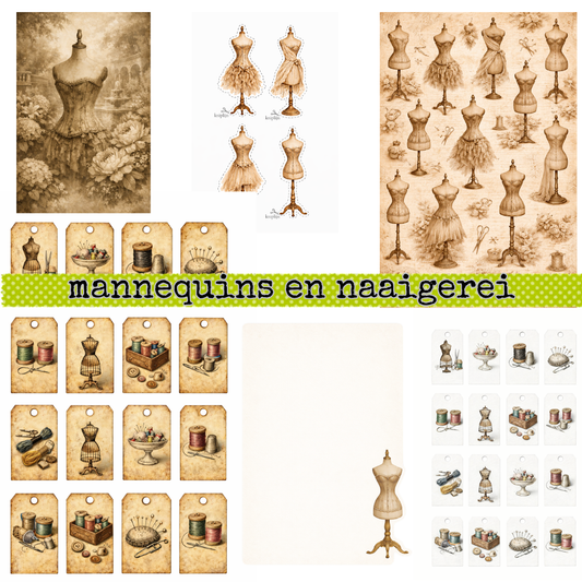 Mannequins en Naaigerei – Digitale Printable Clipart