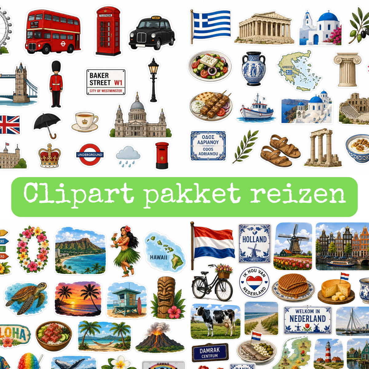 Groot Digitaal Clipart Pakket – Landen & Steden