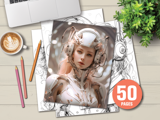 Future Divas: Cyborg Girls in Grayscale – 50 Intrigerende Kleurplaten