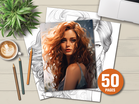 50 Grayscale Kleurplaten van Vrouwen – Artistieke Ontspanning in Zwart-Wit