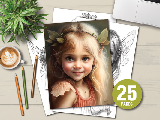 Set van 25 Grayscale Kleurplaten (Instant Download, Printbare PDF)