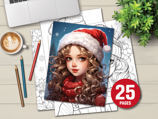 Wintermagie: Kerstmeisjes in Grayscale – 25 betoverende kleurplaten
