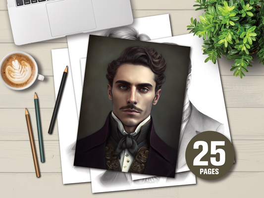 Victoriaanse Mannen – Grayscale Kleurplaten
