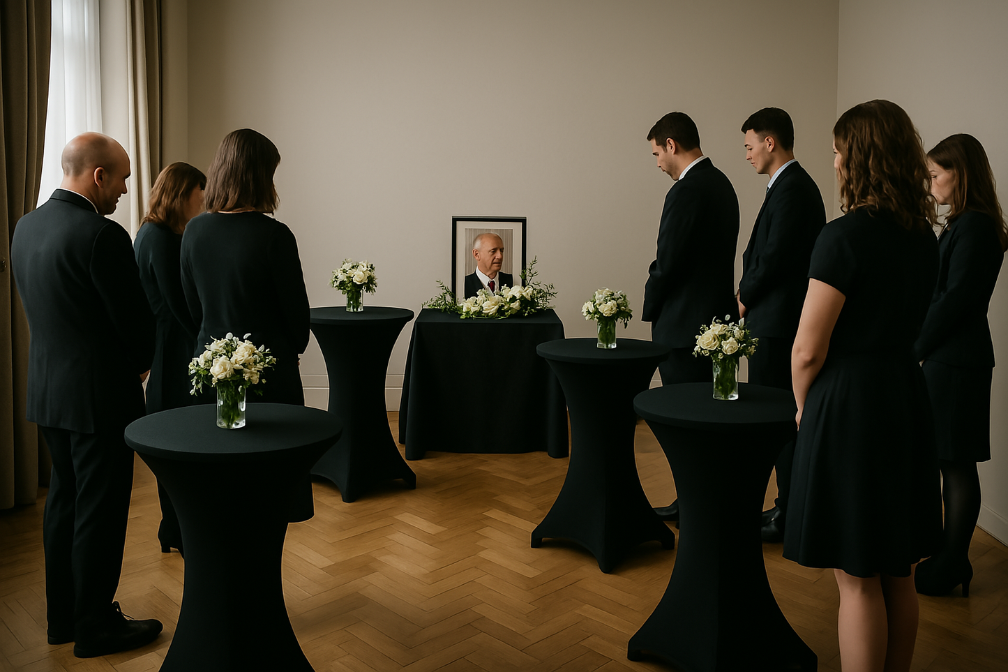 3 stuks zwarte statafelrokken met Topcovers – H110cm X Ø80-85 cm