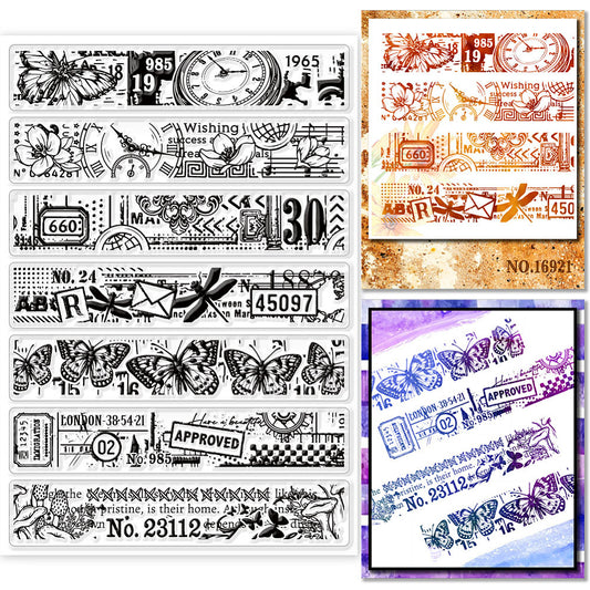 set of 7 clear stamp strips