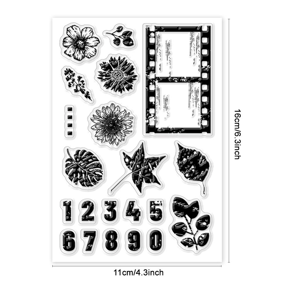 clearstamps set diaraam bloemen en getallen 16x11cm