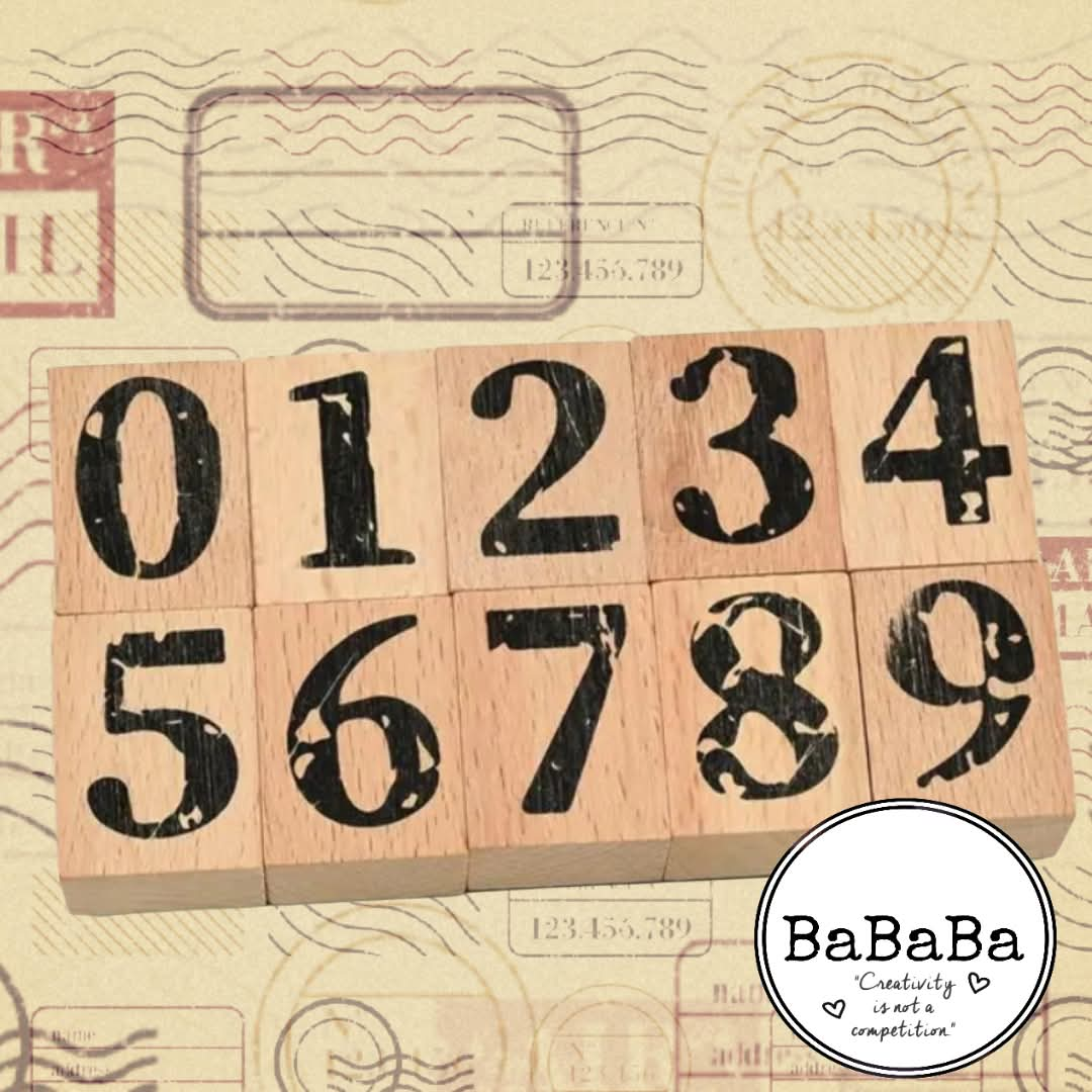 Houten stempel set getallen