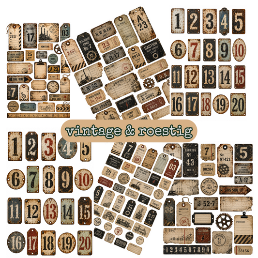 Vintage & Roestig Industriële Ephemera Clipart Set – Printable PNG