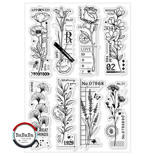 clear stamps narrow flower strips