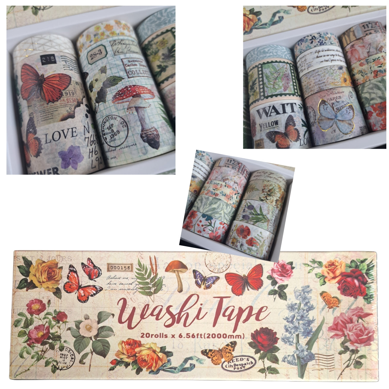 doosje met 20 rollen washitape natuur en dier