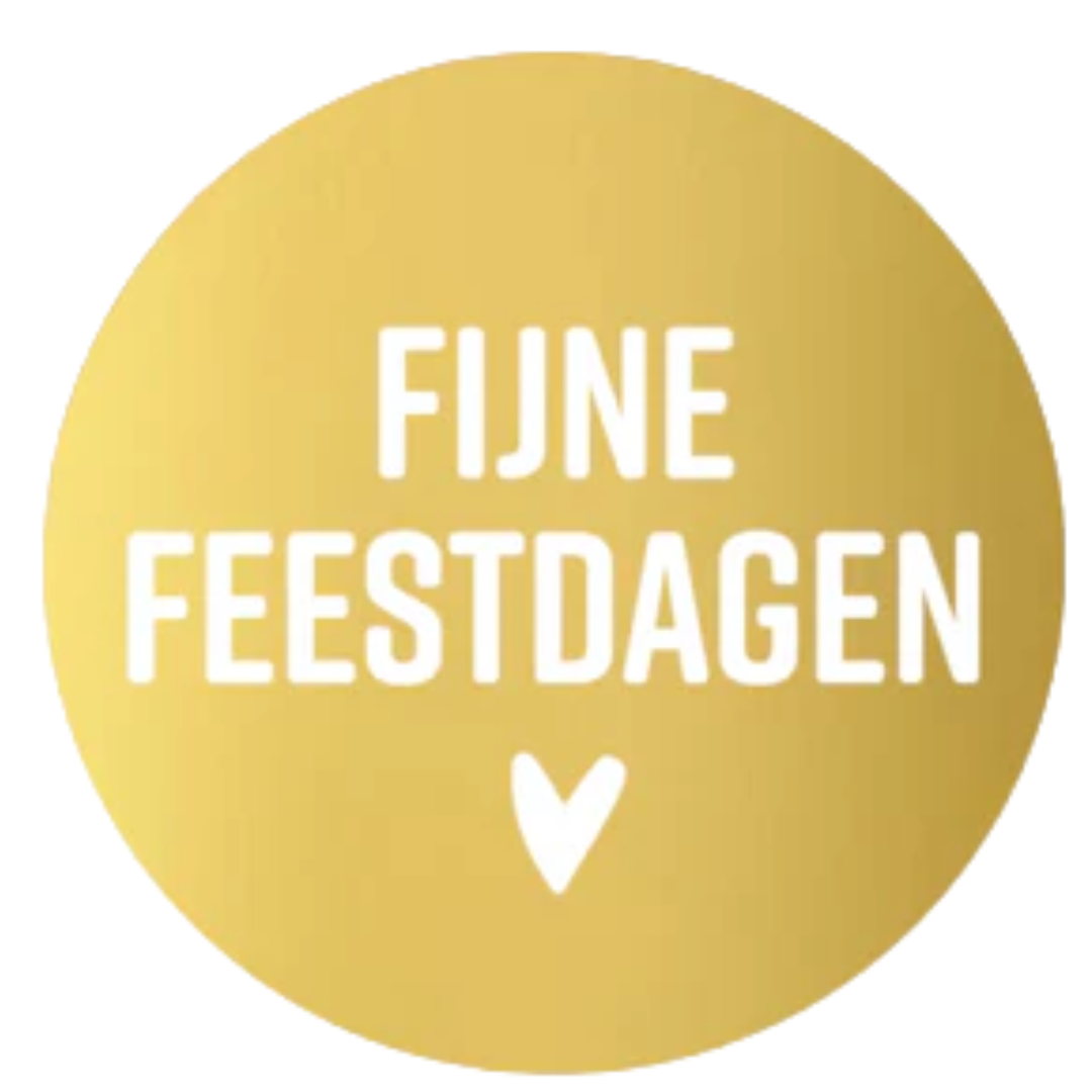 Fijne feestdagen sticker Goud met witte letters 10 stuks  Kerst