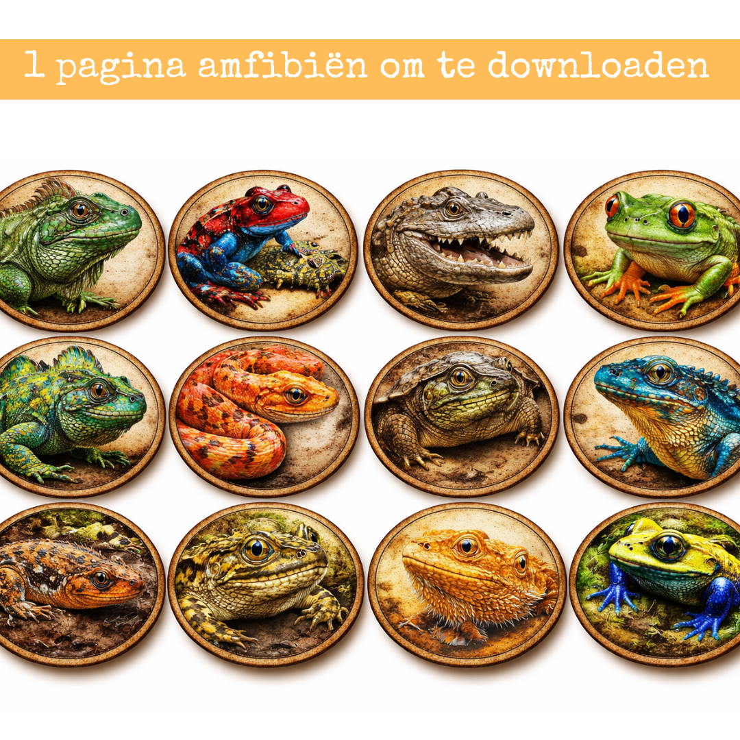 Digitaal Papier – 12 Amfibieën | Printbaar A4