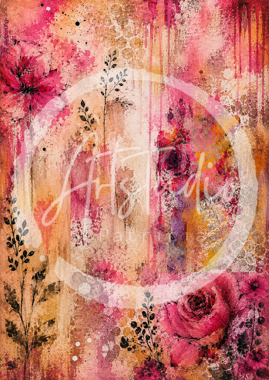 Digitaal Designpapier Set – Mixed Media Rozen & Filmstrip
