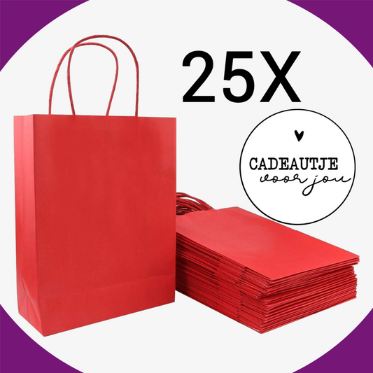 Papieren Tasjes -22x18x8 cm-Incl witte Stickers