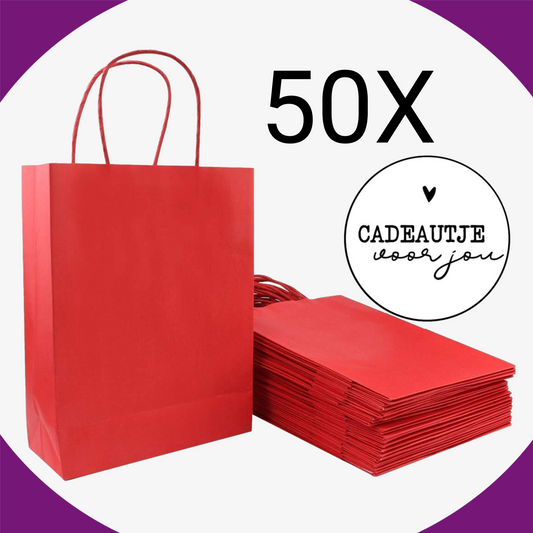 Papieren Tasjes -22x18x8 cm-Incl witte Stickers